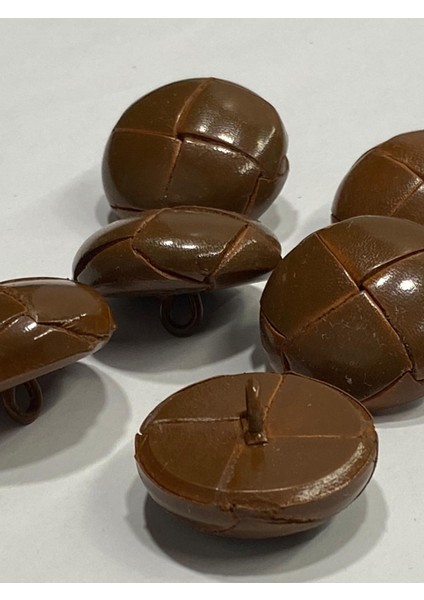 Deri Düğme / El Yapımı Deri Düğme / Deri Mont Düğmesi / 6 Lı Set / Taba
