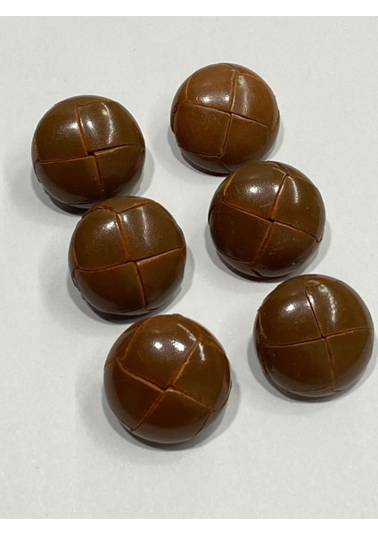 Deri Düğme / El Yapımı Deri Düğme / Deri Mont Düğmesi / 6 Lı Set / Taba