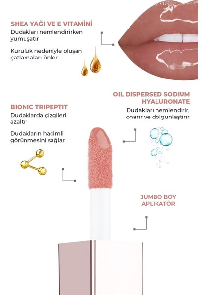 Maxivolumizer Lipgloss 210 - Sunny Glaze - Kalıcı ve Nemlendirici Ruj - Dolgunlaştırıcı Etki