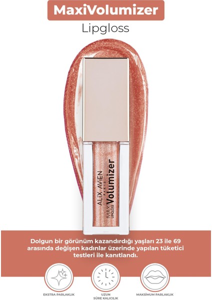 Maxivolumizer Lipgloss 206 - Peachy Stardust - Kalıcı ve Nemlendirici Ruj - Dolgunlaştırıcı Etki