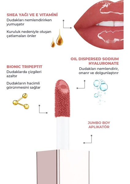 Maxivolumizer Lipgloss 212 - Glazed Peach - Kalıcı ve Nemlendirici Ruj - Dolgunlaştırıcı Etki
