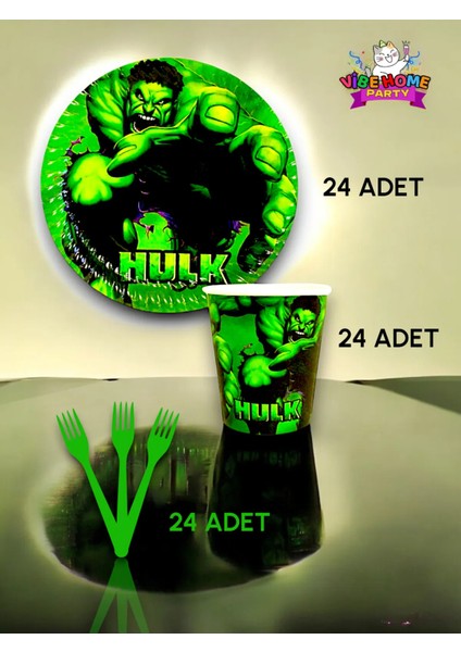 24 Kişilik Hulk Temalı Süper Eko Seti - Doğum Günü Parti ve Eğlenceli Etkinlikler