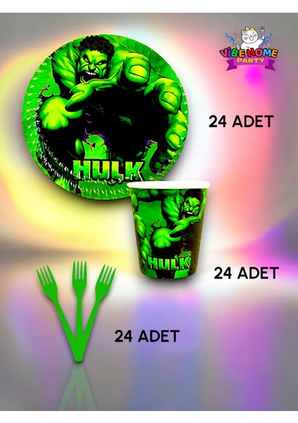 24 Kişilik Hulk Temalı Süper Eko Seti - Doğum Günü Parti ve Eğlenceli Etkinlikler fiyatları