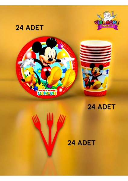 24 Kişilik Mickey Mouse Temalı Süper Eko Seti - Doğum Günü Parti ve Eğlenceli Etkinlikler fiyatları
