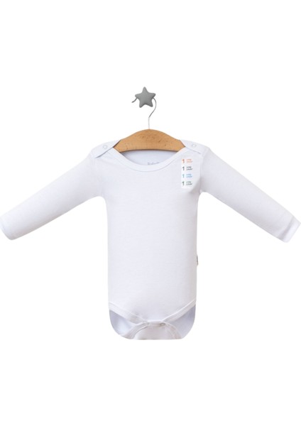 Uzun Kollu Çıtçıtlı Body, Bebek Zıbın 4'lü (1-3-6-9 Ay)