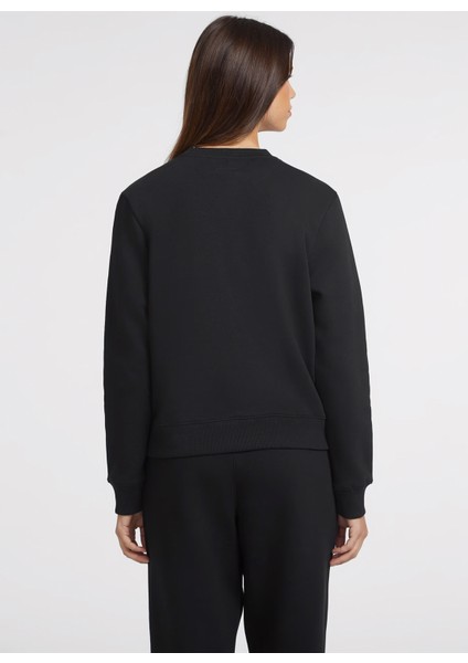 Siyah Kadın Bisiklet Yaka Normal Kalıp Desenli Sweatshirt Gj Cn Reg Guess J Sc - Organıc Co/p