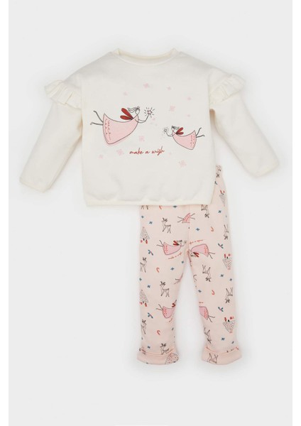Kız Bebek 2'li Takım Yılbaşı Temalı Uzun Kollu Üst Beli Lastikli Alt D6516A524WN