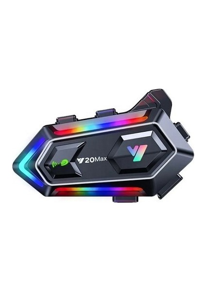 Y20 Max 2 Kişi Bağlantılı Rgb Işıklı 1000MAH Bluetooth Motosiklet Kask Kulaklık Intercom Uyumlu