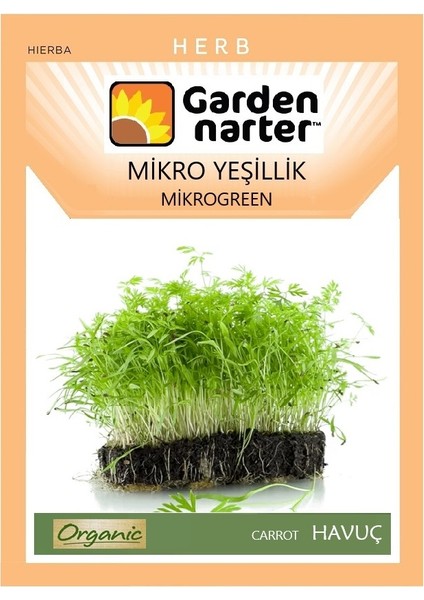 Garden Narter Mikro Yeşillik Için Microgreen Organik Havuç Tohumu 7 gr 5000 Tohum