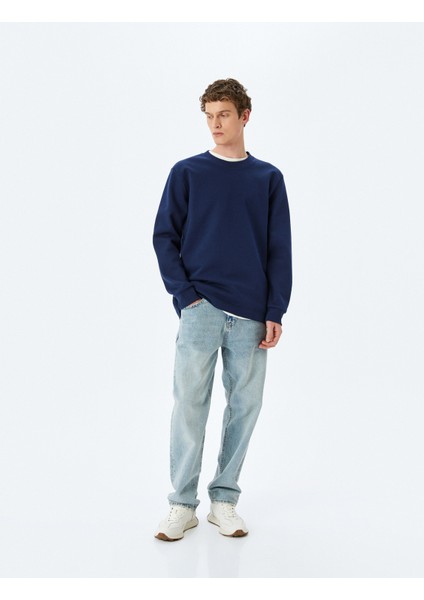 Bisiklet Yaka Pamuklu Basic Sweatshirt fiyatları