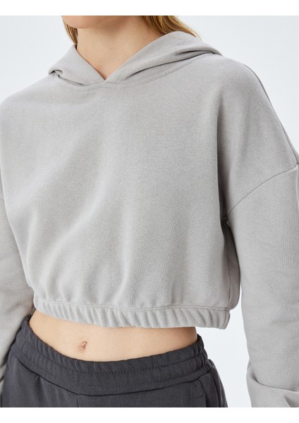 Kapüşonlu Uzun Kollu Crop Beli Lastikli Oversize Sweatshirt indirimleri