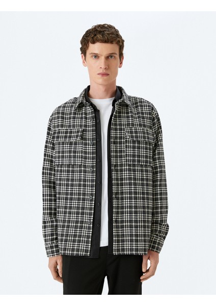 Uzun Kollu Kapaklı Cep Detaylı Ekose Tüvit Gömlek Ceket modelleri