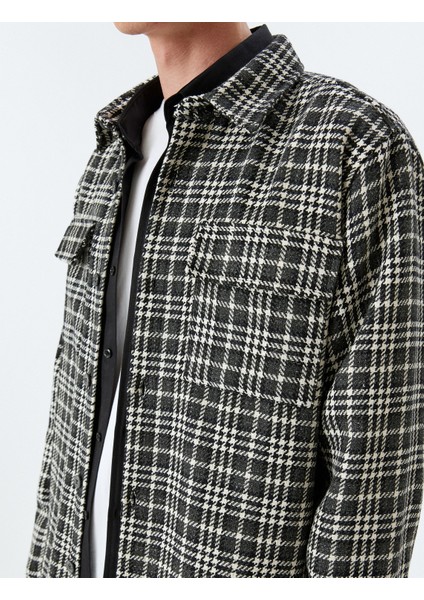 Uzun Kollu Kapaklı Cep Detaylı Ekose Tüvit Gömlek Ceket indirimleri