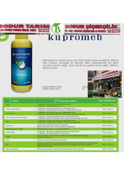 Kupromeb 1.5 Kg %22 Bakır Gübre (Cu) Meyve Sebze Fidan Fide Çiçek