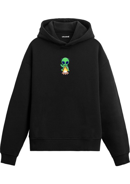 Gizemli Ziyaretçi Uzay Baskılı Sweat Uzay Temalı Kapşonlu Uzay Tasarım Hoodie