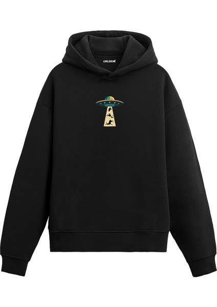 Gizemli Kaçış Uzay Baskılı Sweat Uzay Temalı Kapşonlu Pamuklu Uzay Tasarım Hoodie Sweatshirt