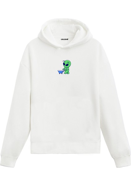 Alışverişçi Uzay Baskılı Sweat Uzay Temalı Kapşonlu Uzay Tasarım Hoodie