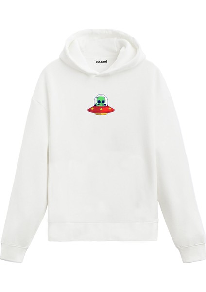 Sevimli Yolcu Uzay Baskılı Sweat Uzay Temalı Kapşonlu Uzay Tasarım Hoodie