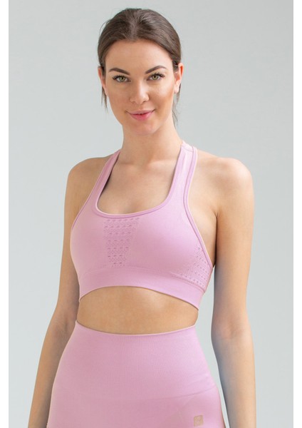 Pembe Slim Fit Açık Yaka Seamless Kadın Sporcu Sütyeni Bra SSF0003