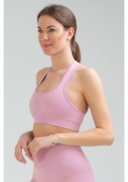 Pembe Slim Fit Açık Yaka Seamless Kadın Sporcu Sütyeni Bra SSF0003