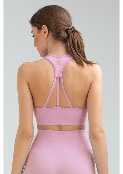 Pembe Slim Fit Açık Yaka Seamless Kadın Sporcu Sütyeni Bra SSF0003