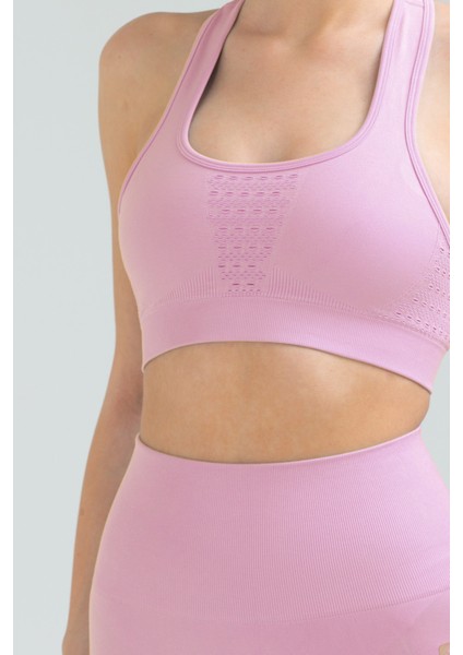 Pembe Slim Fit Açık Yaka Seamless Kadın Sporcu Sütyeni Bra SSF0003