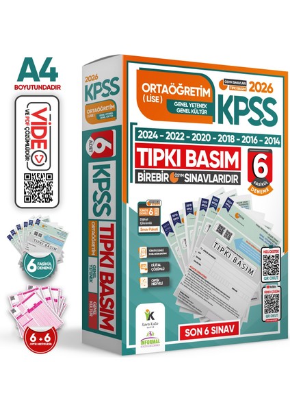 2026 KPSS Ön Lisans-Ortaöğretim/Lise ÖSYM Tıpkı Basım 12li Deneme Seti Türkiye Geneli Dijital Çözümlü