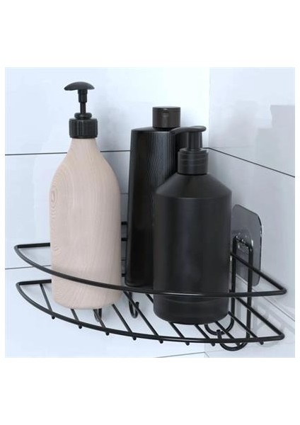 Buffer® Yapışkanlı Banyo Köşeliği Kancalı Köşe Rafı Duş Şampuanlık Duvar Düzenleyici Organizer Raf