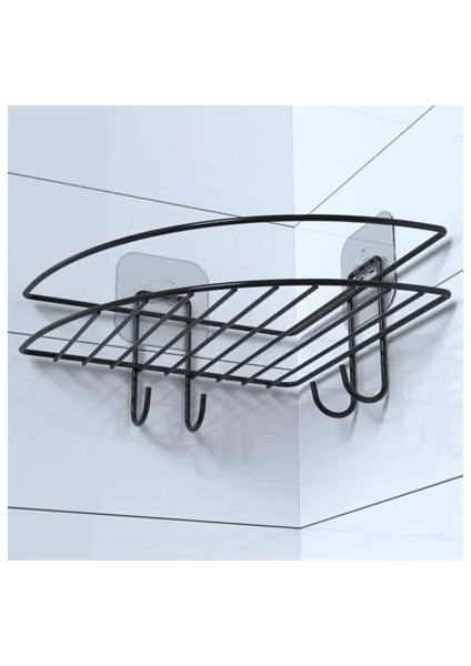 Buffer® Yapışkanlı Banyo Köşeliği Kancalı Köşe Rafı Duş Şampuanlık Duvar Düzenleyici Organizer Raf