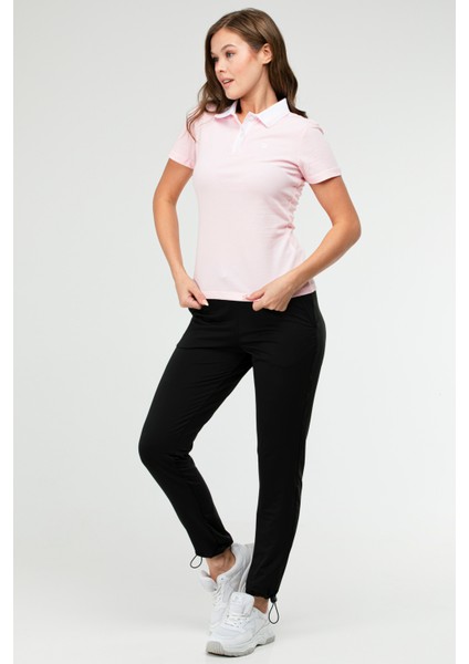 Pembe Slim Fit Basic 100% Pamuk Kısa Kol Polo Yaka Kadın Tişört SF0684