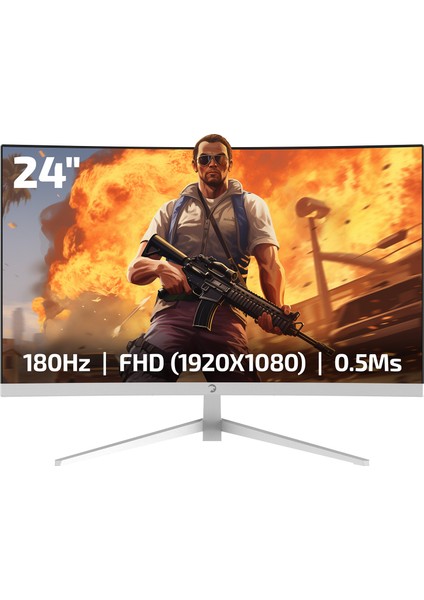 Vivid T40 24'' 1800R Curved Rgb Beyaz 180Hz 0.5ms Fhd Va Panel 2X2W Speaker Gaming Monitör (Sıfır Ölü Piksel Garantili)