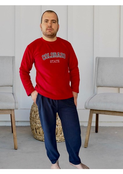 Erkek Cepli Büyük Beden Polar Pijama Takımı