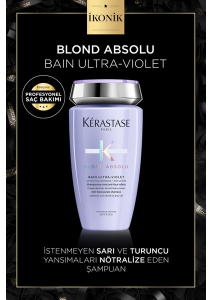 Blond Absolu Bain Ultra-Violet Istenmeyen Sarı&turuncu Yansımaları Nötralize Eden Şampuan