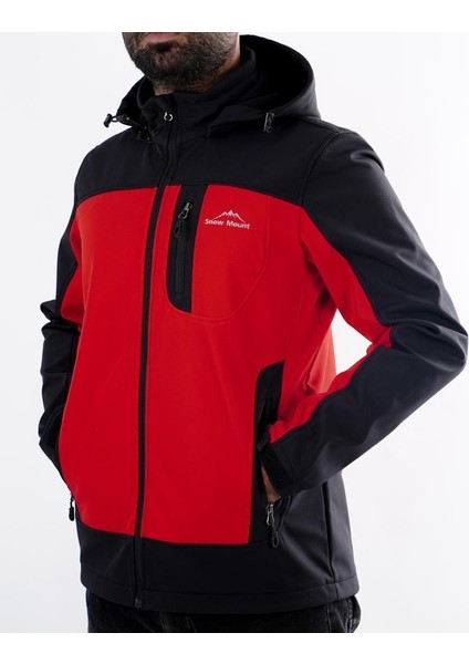 Erkek Siyah Kırmızı Softshell Outdoor Su İtici Rüzgar Geçirmez Mont modelleri