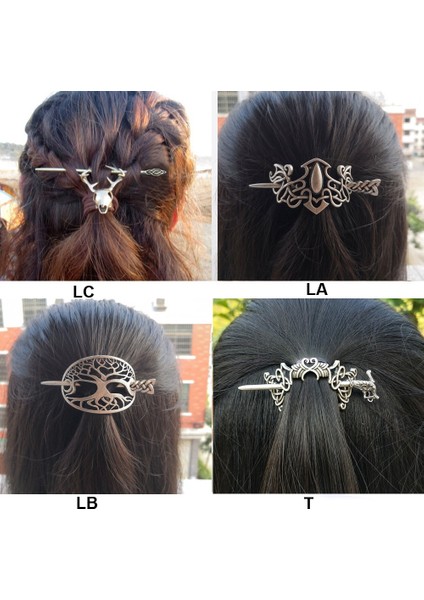R-Gümüş Büyük Celtics Düğümleri Viking Runları Çift Başlı Ejderha Tokası Saç Tokası Çubuk Kaydırıcı Aksesuarlar F-06 (Yurt Dışından)