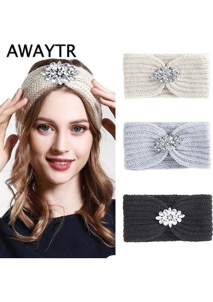 Siyah Stil Kadın Taşlı Örgü Bandanalar Kış Sıcak Tığ Başlık Esnek Saç Bandı (Yurt Dışından) modelleri