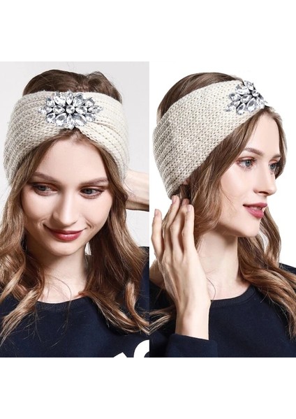 Siyah Stil Kadın Taşlı Örgü Bandanalar Kış Sıcak Tığ Başlık Esnek Saç Bandı (Yurt Dışından) indirimleri