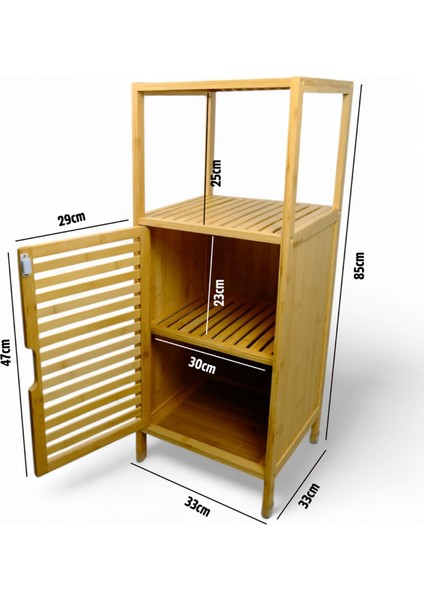 Bambu 1 Kapaklı 2 Raflı Çok Amaçlı Banyo Düzenleyici Organizer Dik Dolap DB-0043 fiyatları