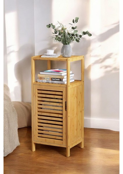 Bambu 1 Kapaklı 2 Raflı Çok Amaçlı Banyo Düzenleyici Organizer Dik Dolap DB-0043 modelleri