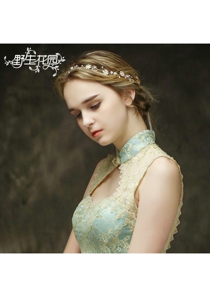 Altın Tarzı Moda Papatya Çiçeği Gelin Taşlı Inci Düğün Saç Bandı Vintage Taç Başlık (Yurt Dışından) modelleri
