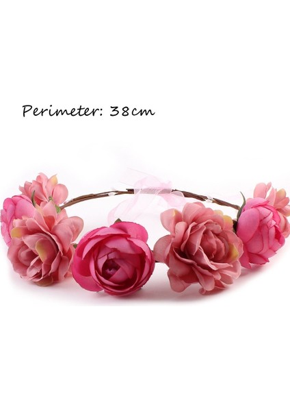 Pembe Tarzı Bohemia Headwear Plaj Çiçek Taçı Düğün Gelin Çiçek Taçı Başbandı (Yurt Dışından)