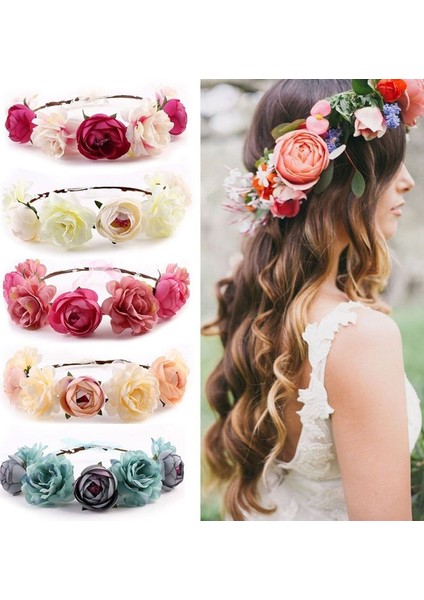 Pembe Tarzı Bohemia Headwear Plaj Çiçek Taçı Düğün Gelin Çiçek Taçı Başbandı (Yurt Dışından) fiyatları