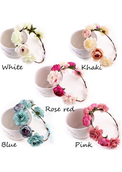 Pembe Tarzı Bohemia Headwear Plaj Çiçek Taçı Düğün Gelin Çiçek Taçı Başbandı (Yurt Dışından) indirimleri