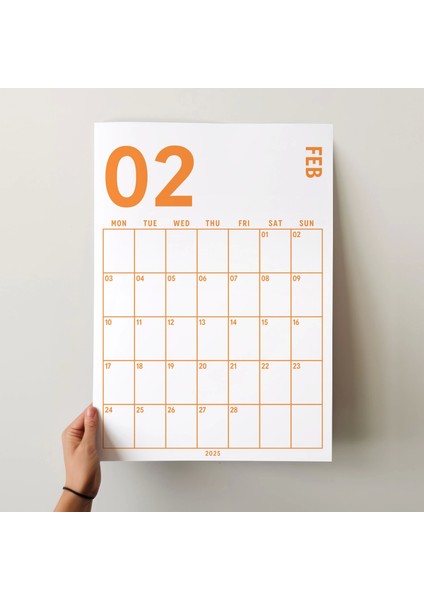 2025 Aylık Planlayıcı Duvar Takvimi, 33X48 cm & A4 Spiralli Takvim, Organizer Takvim, Gökkuşağı Renkleri