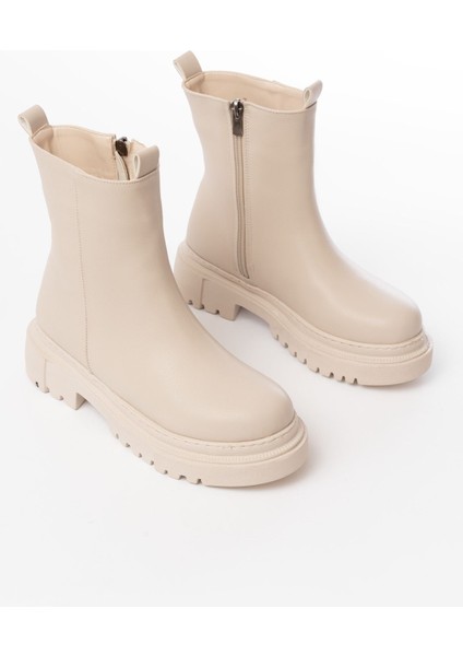 812-2012 Bej Luna Fermuarlı Günlük Kadın Bot modelleri