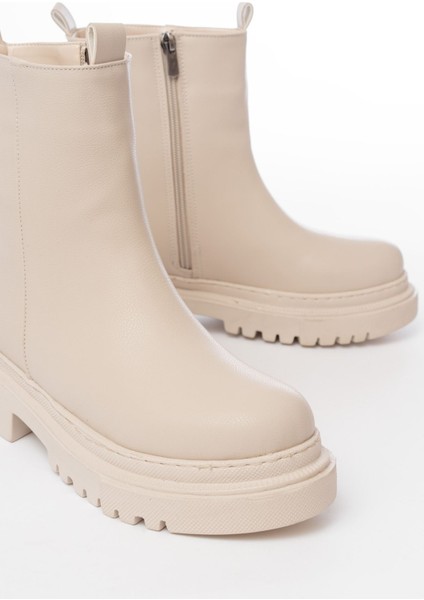 812-2012 Bej Luna Fermuarlı Günlük Kadın Bot indirimleri