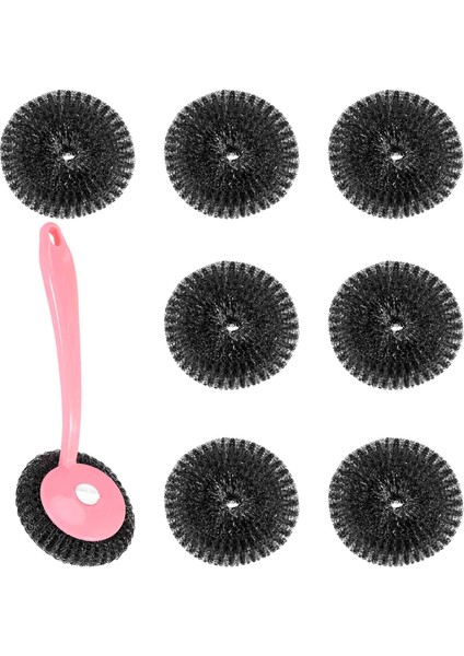 Paslanmaz Çelik Sünger Bulaşık Makinesi Seti, 8'li Saplı Paket, Tencere Seti, Tencere Fırçası, Ocaklar, Sert Kirleri Temizleme (Pembe) (Yurt Dışından) fiyatları