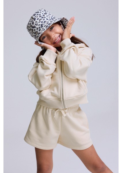 (Kids Girl) Fermuarlı Kapüşonlu Kanguru Cep Sweatshirt fiyatları
