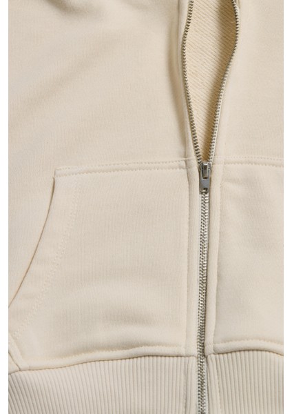 (Kids Girl) Fermuarlı Kapüşonlu Kanguru Cep Sweatshirt fırsatları