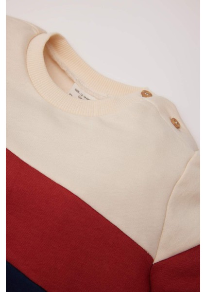 Erkek Bebek 2'li Takım Renk Bloklu İçi Yumuşak Tüylü Sweatshirt Beli Lastikli Eşofman Altı Y1410A224AU modelleri
